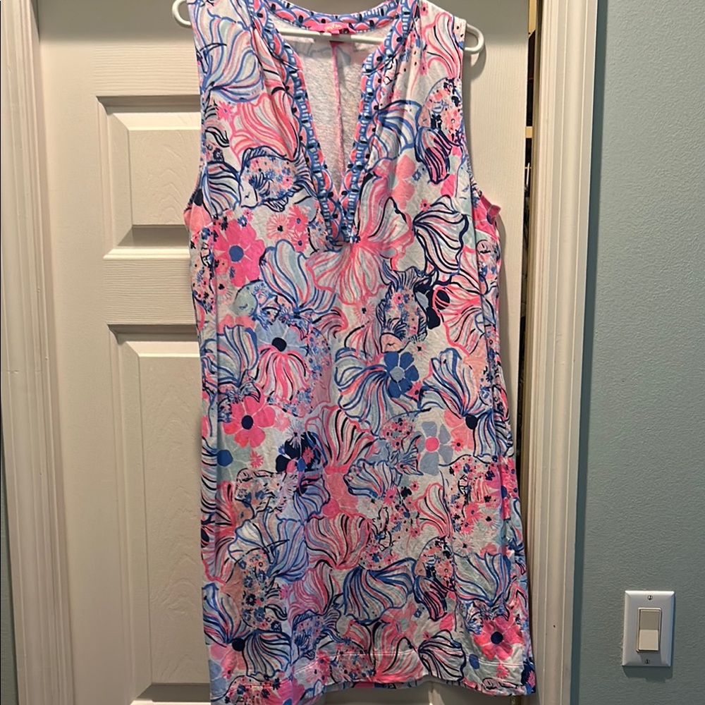 Lilly Pulitzer Sleeveless Dress Floral Pink and Blue